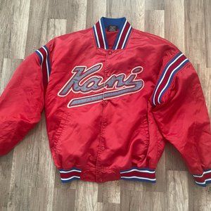 Vintage Men's Karl Kani Red Satin Bomber Jacket XL